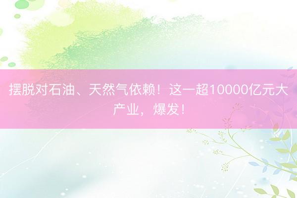摆脱对石油、天然气依赖！这一超10000亿元大产业，爆发！