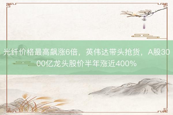 光纤价格最高飙涨6倍，英伟达带头抢货，A股3000亿龙头股价半年涨近400%