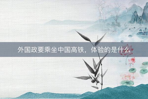 外国政要乘坐中国高铁，体验的是什么