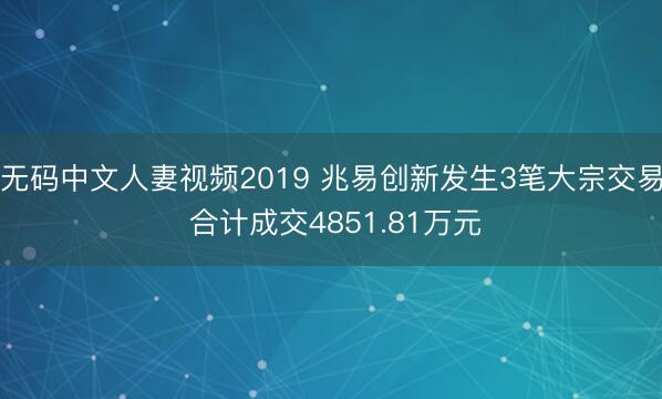无码中文人妻视频2019 兆易创新发生3笔大宗交易 合计成交4851.81万元