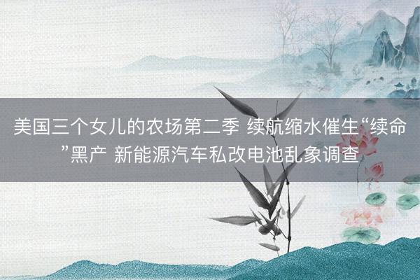 美国三个女儿的农场第二季 续航缩水催生“续命”黑产 新能源汽车私改电池乱象调查
