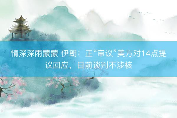 情深深雨蒙蒙 伊朗：正“审议”美方对14点提议回应，目前谈判不涉核