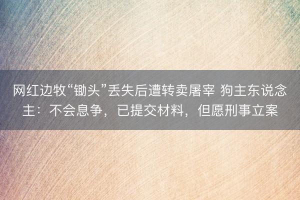 网红边牧“锄头”丢失后遭转卖屠宰 狗主东说念主：不会息争，已提交材料，但愿刑事立案