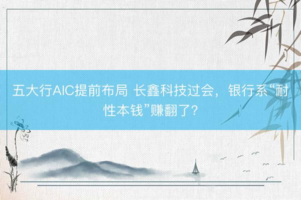 五大行AIC提前布局 长鑫科技过会，银行系“耐性本钱”赚翻了？