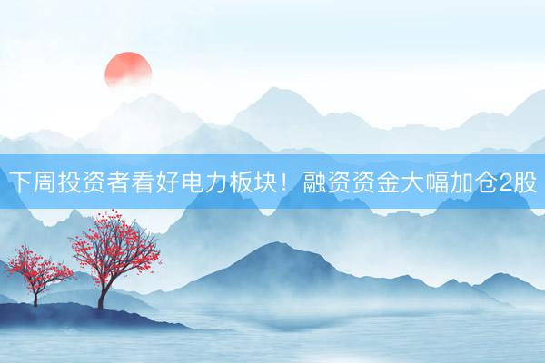 下周投资者看好电力板块！融资资金大幅加仓2股