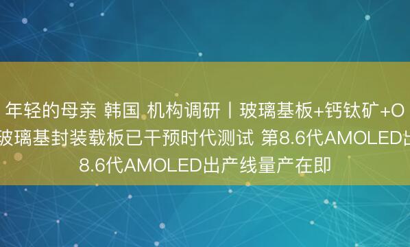 年轻的母亲 韩国 机构调研丨玻璃基板+钙钛矿+OLED 这家公司玻璃基封装载板已干预时代测试 第8.6代AMOLED出产线量产在即