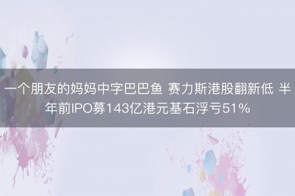 一个朋友的妈妈中字巴巴鱼 赛力斯港股翻新低 半年前IPO募143亿港元基石浮亏51%