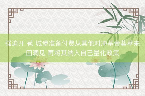 强迫开 苞 城堡准备付费从其他对冲基金荟萃来回洞见 再将其纳入自己量化政策