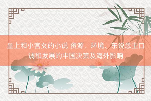 皇上和小宫女的小说 资源、环境、东说念主口调和发展的中国决策及海外影响