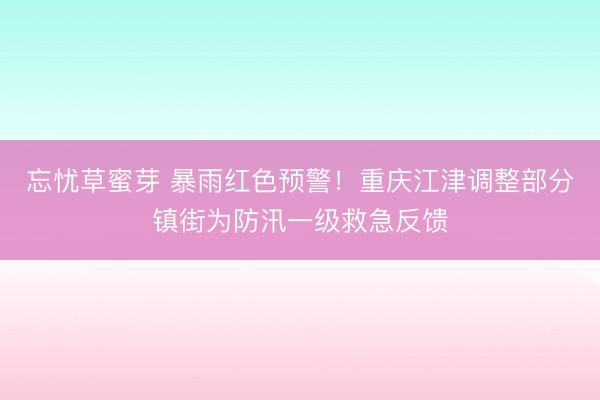 忘忧草蜜芽 暴雨红色预警！重庆江津调整部分镇街为防汛一级救急反馈
