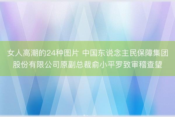 女人高潮的24种图片 中国东说念主民保障集团股份有限公司原副总裁俞小平罗致审稽查望