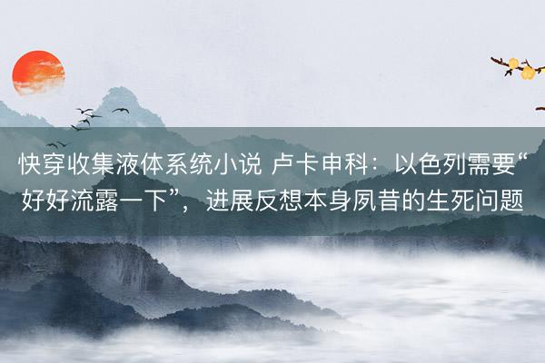 快穿收集液体系统小说 卢卡申科：以色列需要“好好流露一下”，进展反想本身夙昔的生死问题