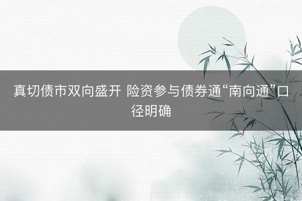 真切债市双向盛开 险资参与债券通“南向通”口径明确