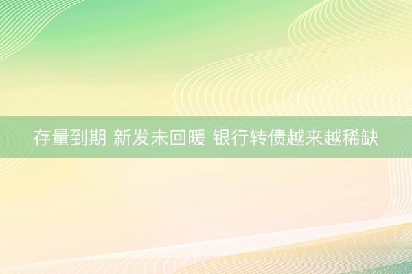 存量到期 新发未回暖 银行转债越来越稀缺