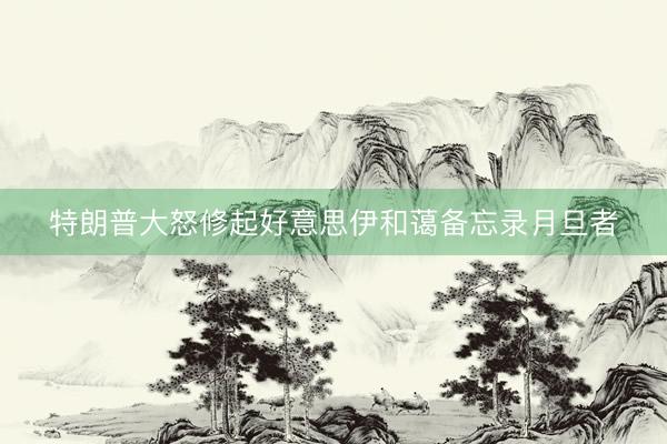 特朗普大怒修起好意思伊和蔼备忘录月旦者