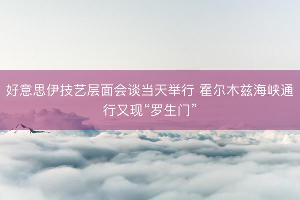 好意思伊技艺层面会谈当天举行 霍尔木兹海峡通行又现“罗生门”