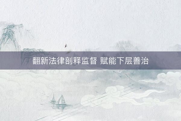 翻新法律剖释监督 赋能下层善治